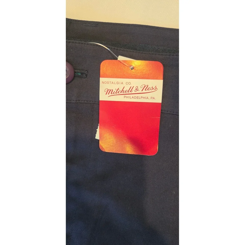 Mitchell & Ness Chino Shorts Mens 4XL Navy Tennis Patch Teal Script, NWT